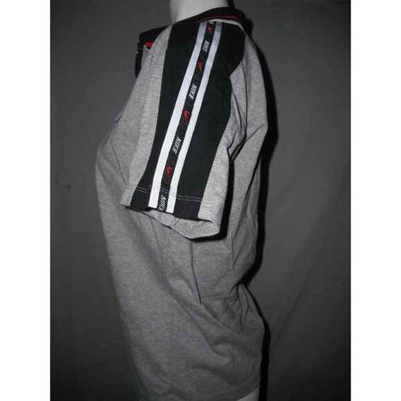 Vtg Nike Womens Gray Zip Polo Shirt  Red N Logo Stripe Short Sleeve Size Medium - Picture 6 of 8